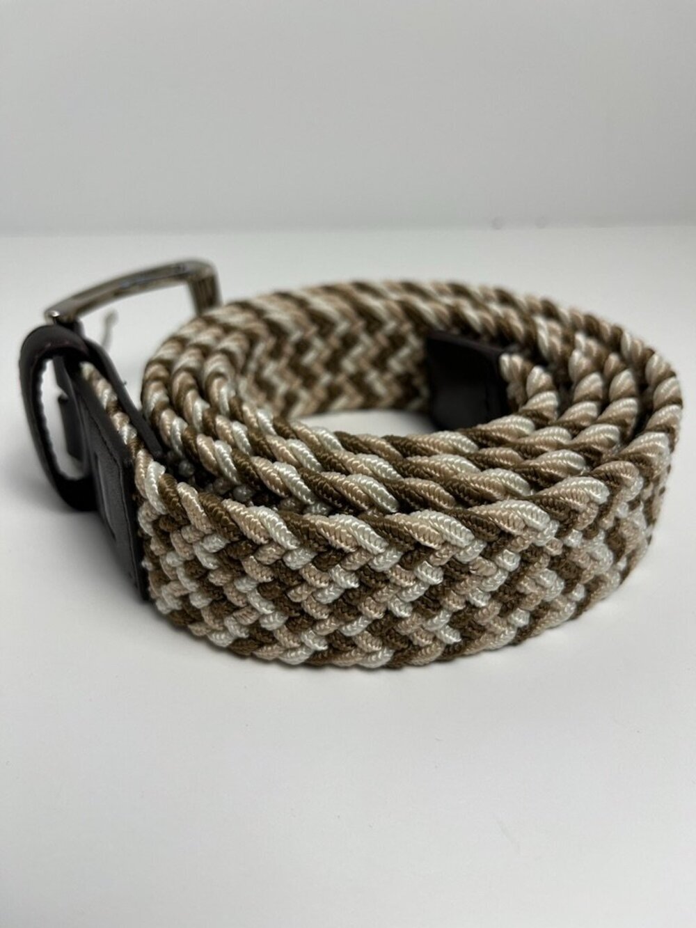 Greg Norman Performance Woven Braided Golf Belt Beige Size 40 - Picture 7 of 8